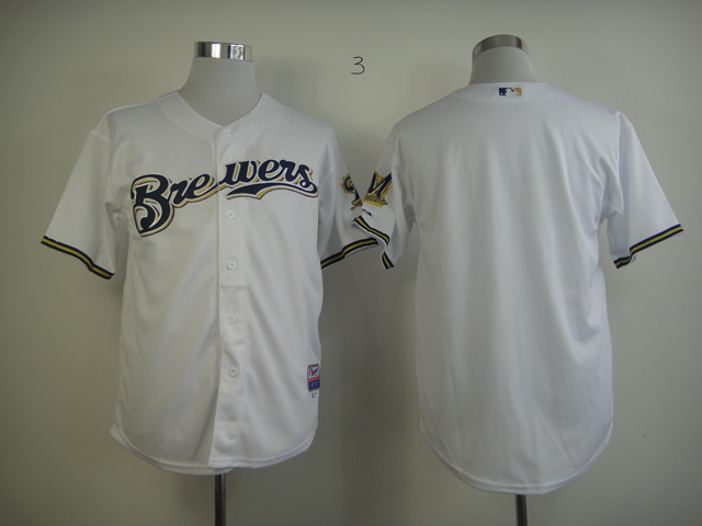 Men Milwaukee Brewers Blank White MLB Jerseys